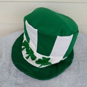 New Years Eve Day Green Top Hat Jumbo Felt Shamrock Striped Leprechaun 12"x22"..